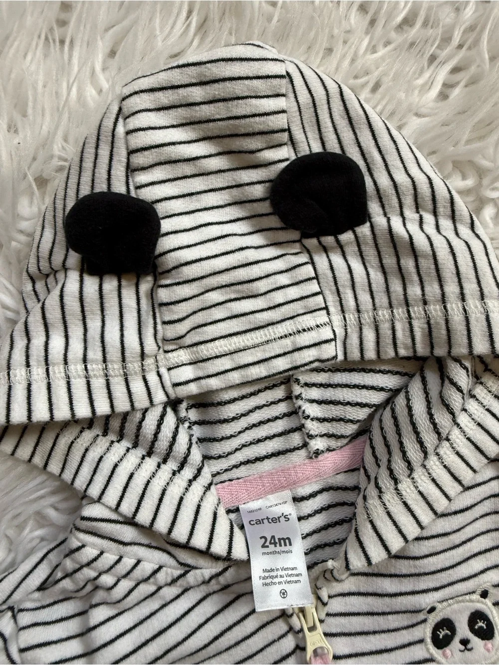 Carter's White and Black Striped Jacket, Onesie, and Pants